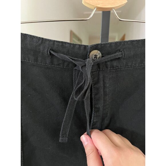 EUC Faded Glory Black Linen-Cotton Blend Cargo Shorts Drawstring Waist - Picture 3 of 5